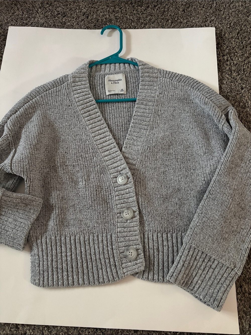 Abercrombie & Fitch Light Gray Knit Button Cardigan